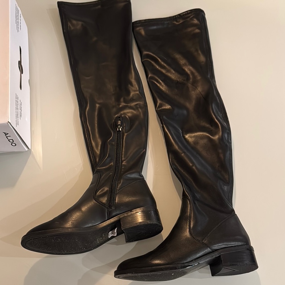 ALDO Women's Black Above the Knee Vinyl Boots - size 6.5